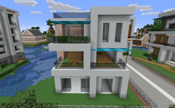マインクラフト】モダンな家の作り方！3階建ての屋根がオシャレな簡単シンプル建築！【minecraft 】How to build Modern House