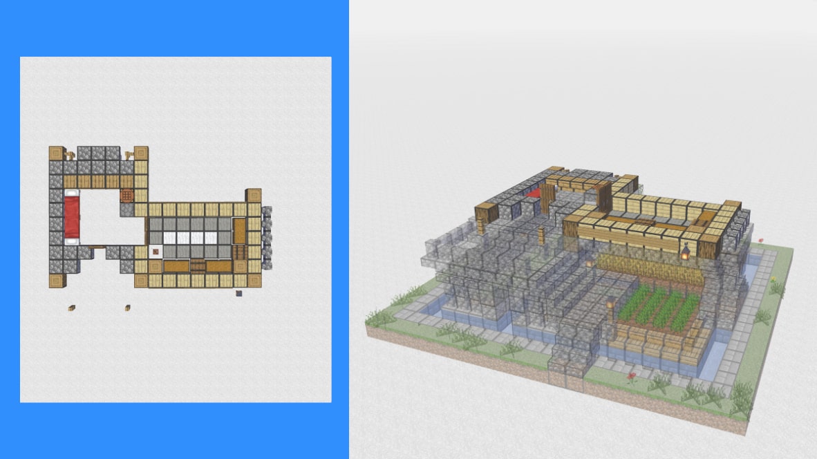 マインクラフト　サバイバル拠点・洋風建築の作り方！設計図8