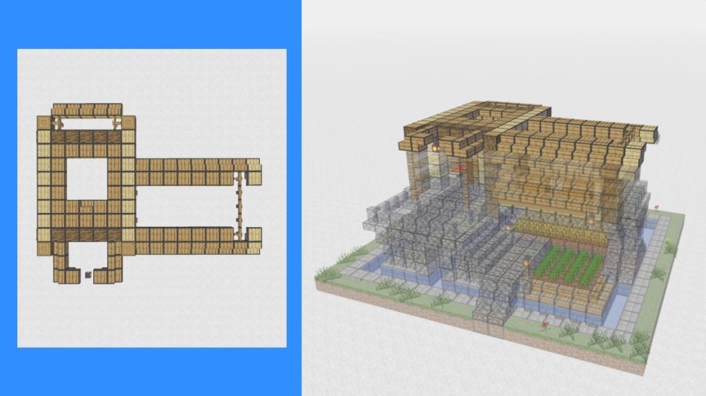【マインクラフト】サバイバル拠点の作り方！丸石の高台と水路でおしゃれな感じに！ | マインクラフト建築研究所！ 初心者にわかりやすく解説！