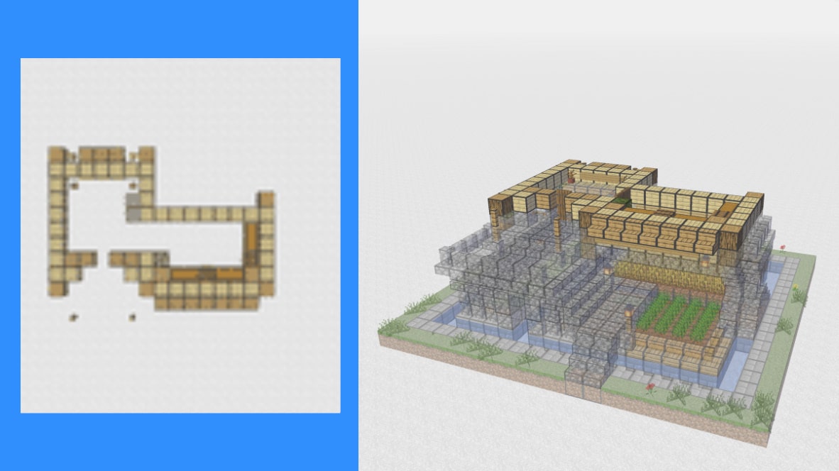 マインクラフト　サバイバル拠点・洋風建築の作り方！設計図6