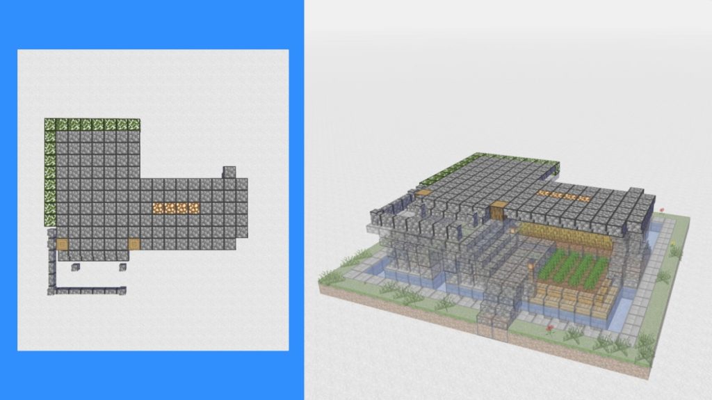 【マインクラフト】サバイバル拠点の作り方!丸石の高台と水路でおしゃれな感じに! | マインクラフト建築研究所! 初心者にわかりやすく解説!